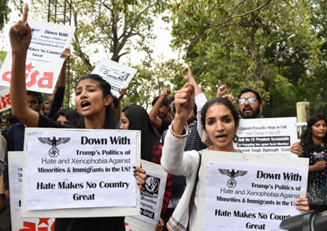 Students protest hate crimes in the US